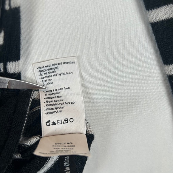 PAIGE Womens XS Merino Wool Blend Black White Striped Knit Sweater Long Sleeve - Picture 5 of 10